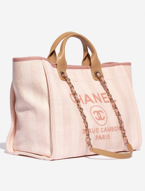 Pre-owned Chanel bag Deauville Medium Canvas Pink Pink, Rose Side Front | Sell your designer bag on Saclab.com
