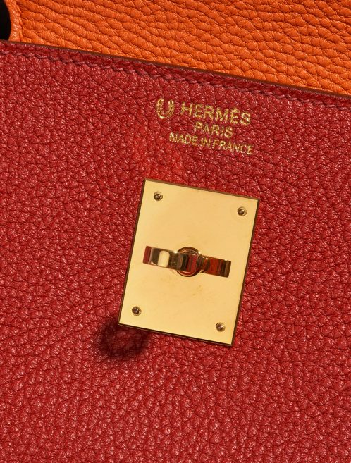 Pre-owned Hermès bag Birkin 40 HSS Togo Orange H / Olive / Vermillon Multicolour, Orange, Red Logo | Sell your designer bag on Saclab.com