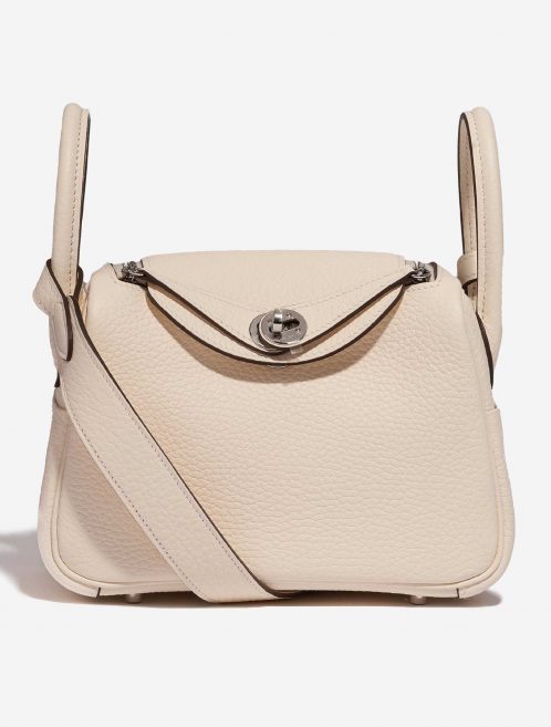 Pre-owned Hermès bag Lindy Mini Clemence Nata Beige, White Front | Sell your designer bag on Saclab.com