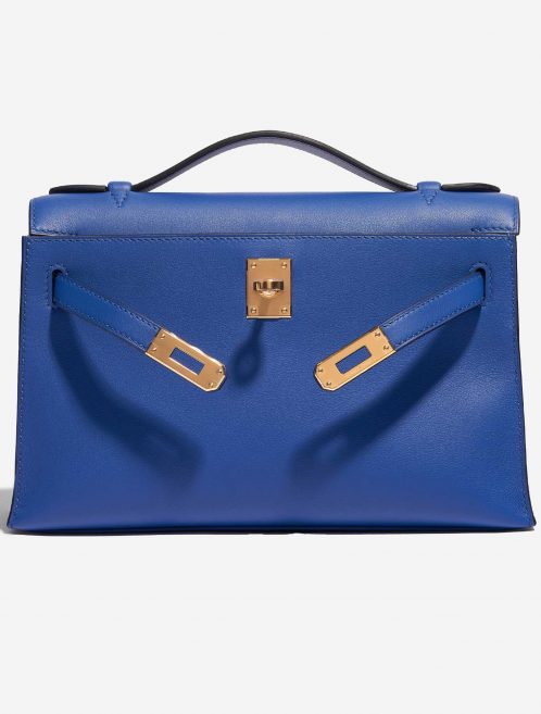 Pre-owned Hermès bag Kelly Pochette Swift Blue de France Blue Front Open | Sell your designer bag on Saclab.com