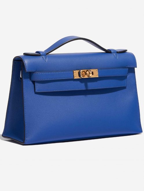 Pre-owned Hermès bag Kelly Pochette Swift Blue de France Blue Side Front | Sell your designer bag on Saclab.com