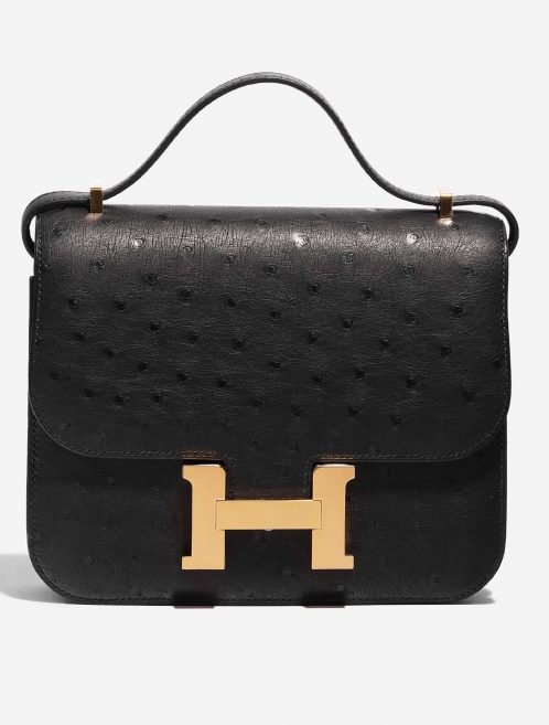 Pre-owned Hermès bag Constance 18 Ostrich Black Black Front | Sell your designer bag on Saclab.com