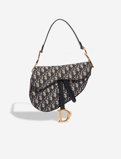 Pre-owned Dior bag Saddle Medium Oblique Jacquard Blue Beige, Blue Front | Sell your designer bag on Saclab.com