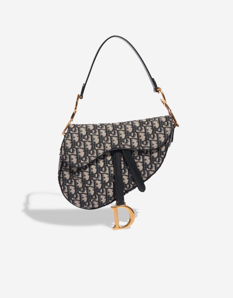 Pre-owned Dior bag Saddle Medium Oblique Jacquard Blue Beige Front | Sell your designer bag on Saclab.com