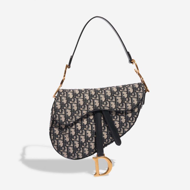 Pre-owned Dior bag Saddle Medium Oblique Jacquard Blue Beige, Blue Front | Sell your designer bag on Saclab.com