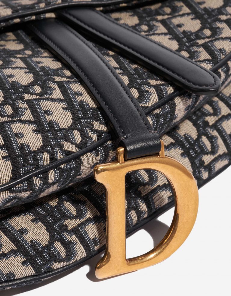 Pre-owned Dior bag Saddle Medium Oblique Jacquard Blue Beige Front | Sell your designer bag on Saclab.com