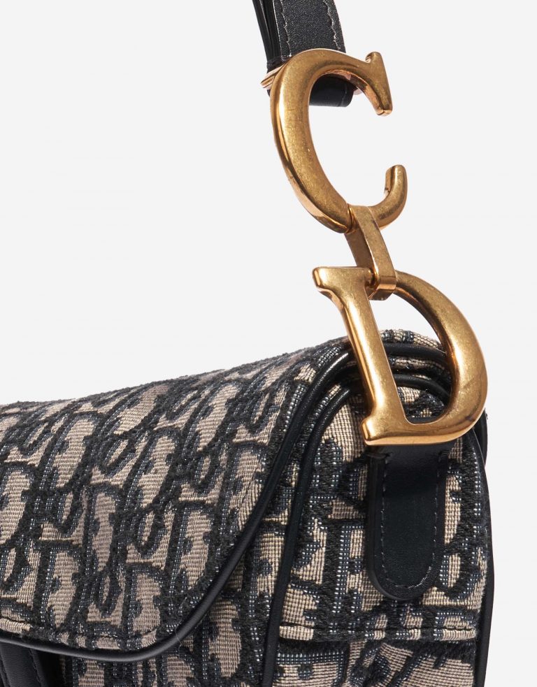 Pre-owned Dior bag Saddle Medium Oblique Jacquard Blue Beige, Blue Detail | Sell your designer bag on Saclab.com
