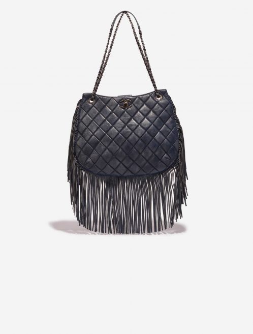 Pre-owned Chanel bag Shopping Tote Lamb Dark Blue Blue Front | Sell your designer bag on Saclab.com