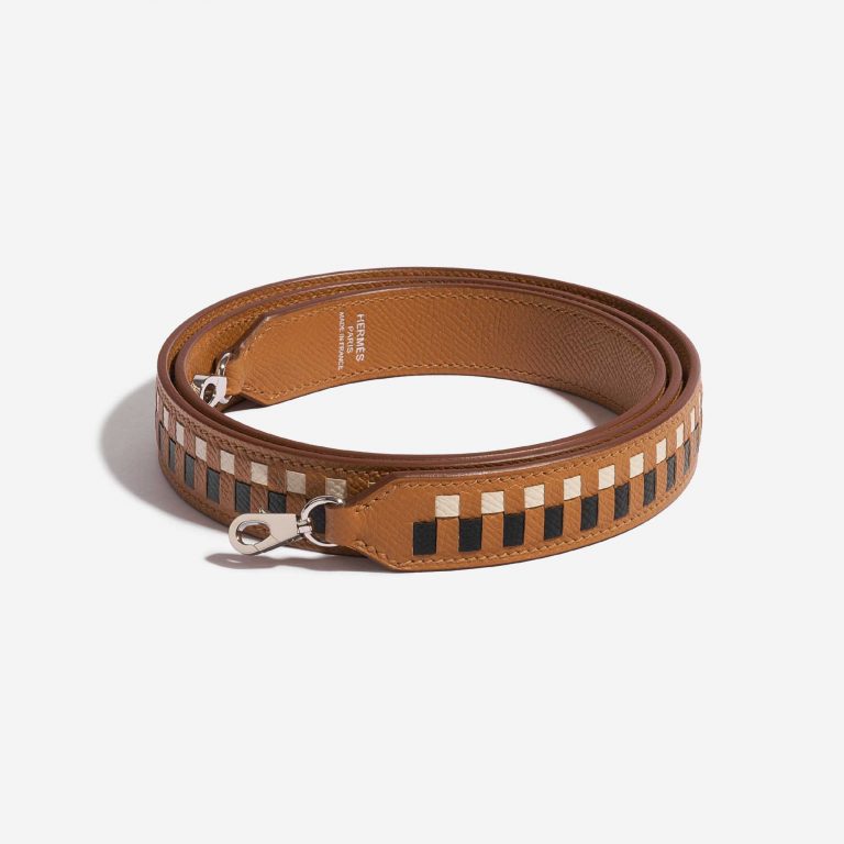 Pre-owned Hermès bag Mini Shoulder Strap Epsom Gold / Black / Craie Black, Gold Front | Sell your designer bag on Saclab.com