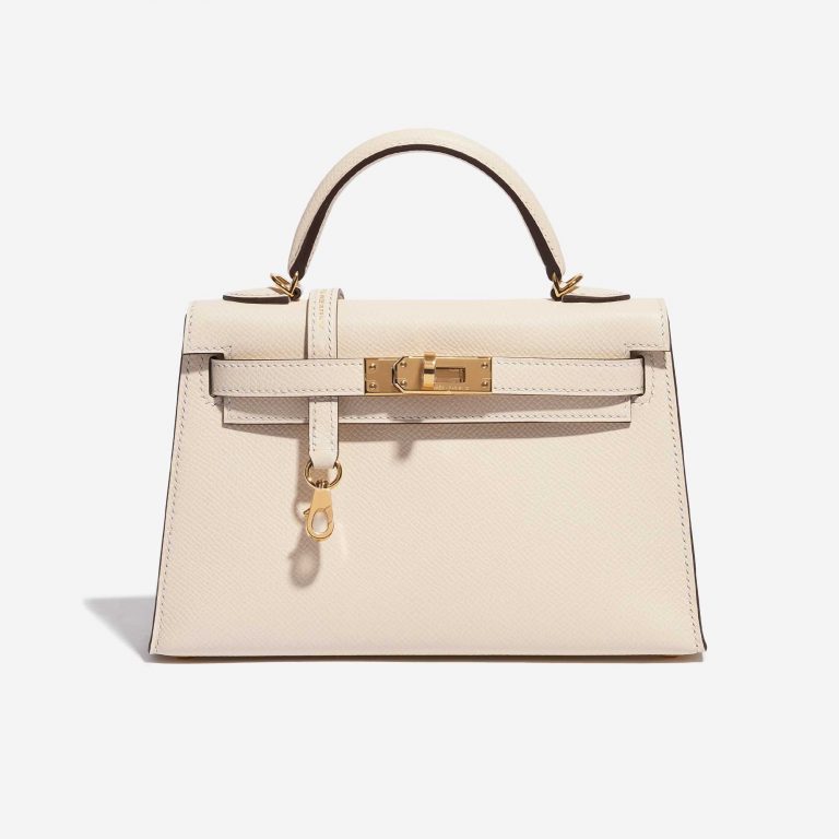 Pre-owned Hermès bag Kelly Mini Epsom Nata Grey Front | Sell your designer bag on Saclab.com