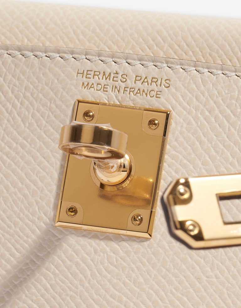 Pre-owned Hermès bag Kelly Mini Epsom Nata Grey Logo | Sell your designer bag on Saclab.com