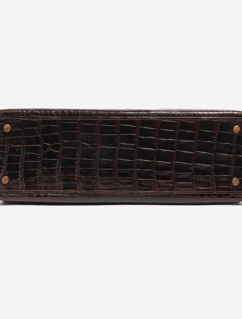 Pre-owned Hermès bag Kelly 32 Porosus Crocodile Dark Brown Brown Bottom | Sell your designer bag on Saclab.com