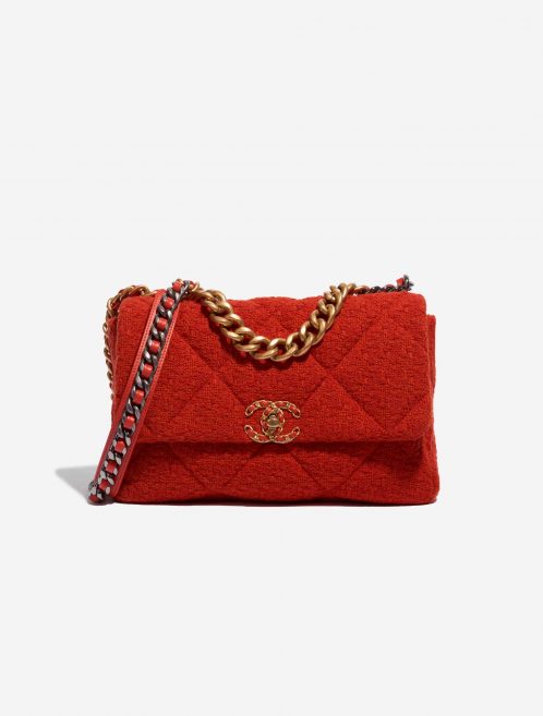 Pre-owned Chanel bag 19 Flap Bag Large Wool Red Red Front | Sell your designer bag on Saclab.com