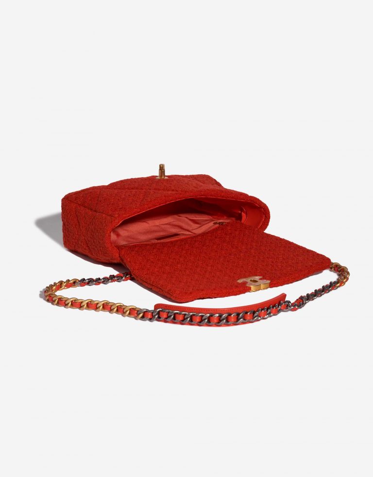 Pre-owned Chanel bag 19 Flap Bag Large Wool Red Red Inside | Sell your designer bag on Saclab.com