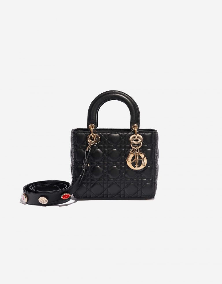 Pre-owned Dior bag Lady Small Lamb Black Black Front | Sell your designer bag on Saclab.com