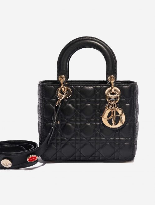 Pre-owned Dior bag Lady Small Lamb Black Black Front | Sell your designer bag on Saclab.com