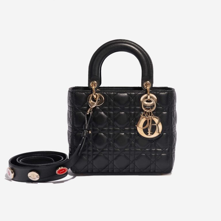Pre-owned Dior bag Lady Small Lamb Black Black Front | Sell your designer bag on Saclab.com