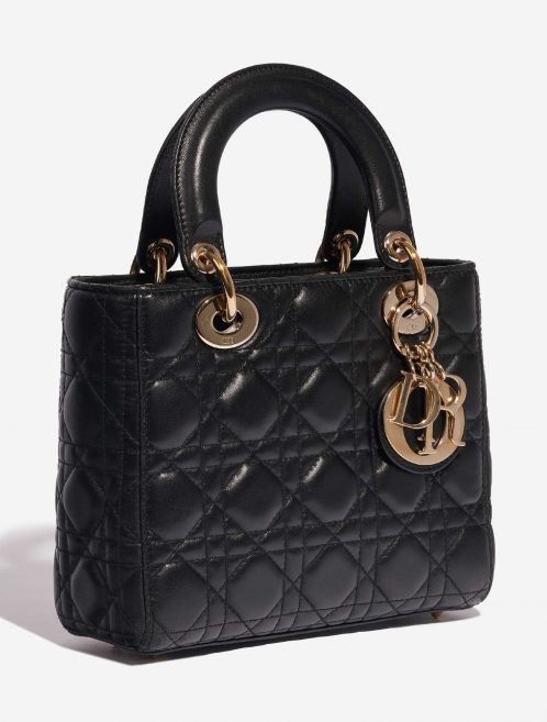 Pre-owned Dior bag Lady Small Lamb Black Black Side Front | Sell your designer bag on Saclab.com