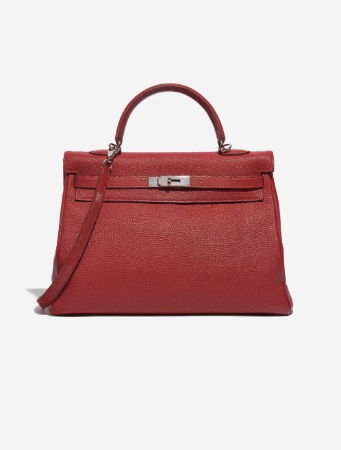 Pre-owned Hermès bag Kelly 35 Clemence Rouge Piment Red Front | Sell your designer bag on Saclab.com