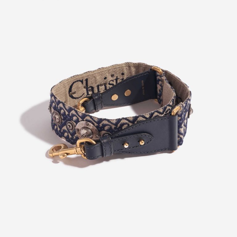 Pre-owned Dior bag Shoulder Strap Oblique Embroidery Blue Blue Front | Sell your designer bag on Saclab.com