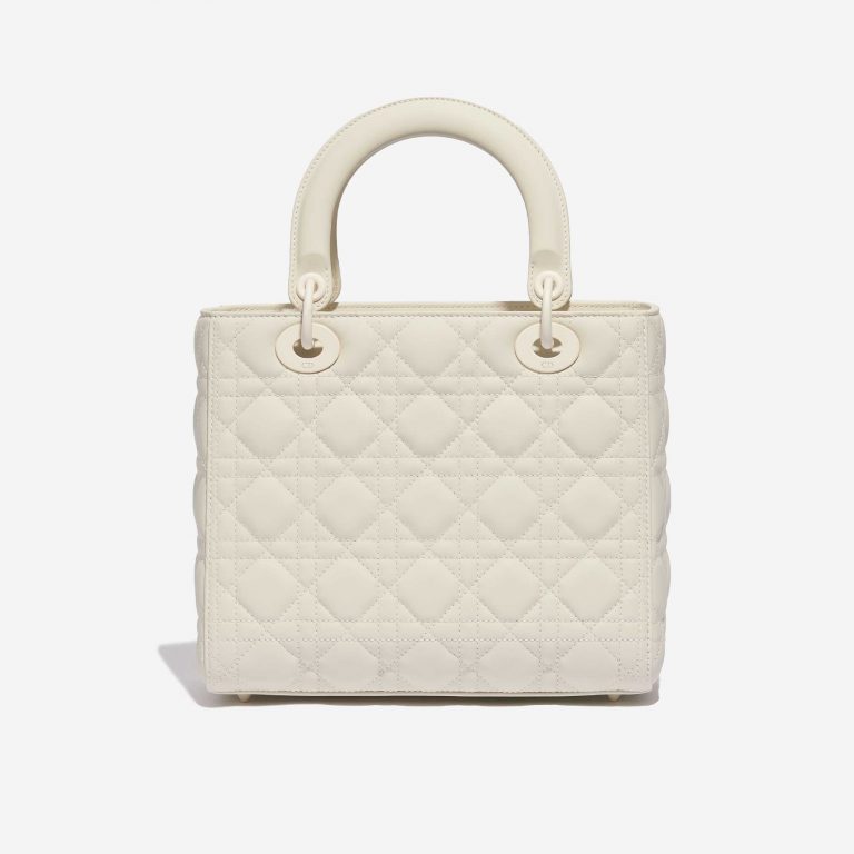 Pre-owned Dior bag Lady Medium Lamb Cream Beige Back | Sell your designer bag on Saclab.com