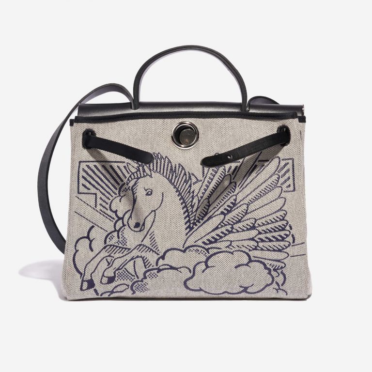 Pre-owned Hermès bag Herbag 31 Pégase Pop Toile / Vache Hunter Black / Blue Indigo Multicolour Front Open | Sell your designer bag on Saclab.com