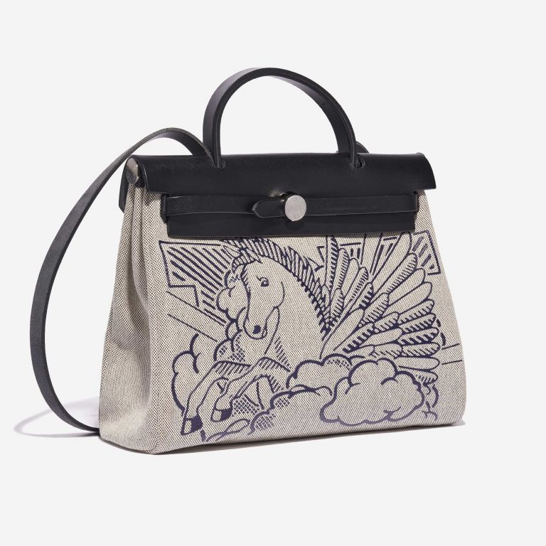 Pre-owned Hermès bag Herbag 31 Pégase Pop Toile / Vache Hunter Black / Blue Indigo Multicolour Side Front | Sell your designer bag on Saclab.com