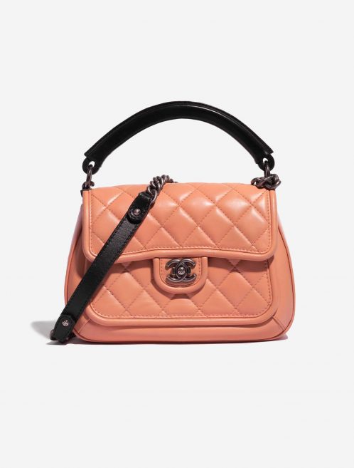 Pre-owned Chanel bag Timeless Handle Medium Lamb Beige Beige, Rose Front | Sell your designer bag on Saclab.com