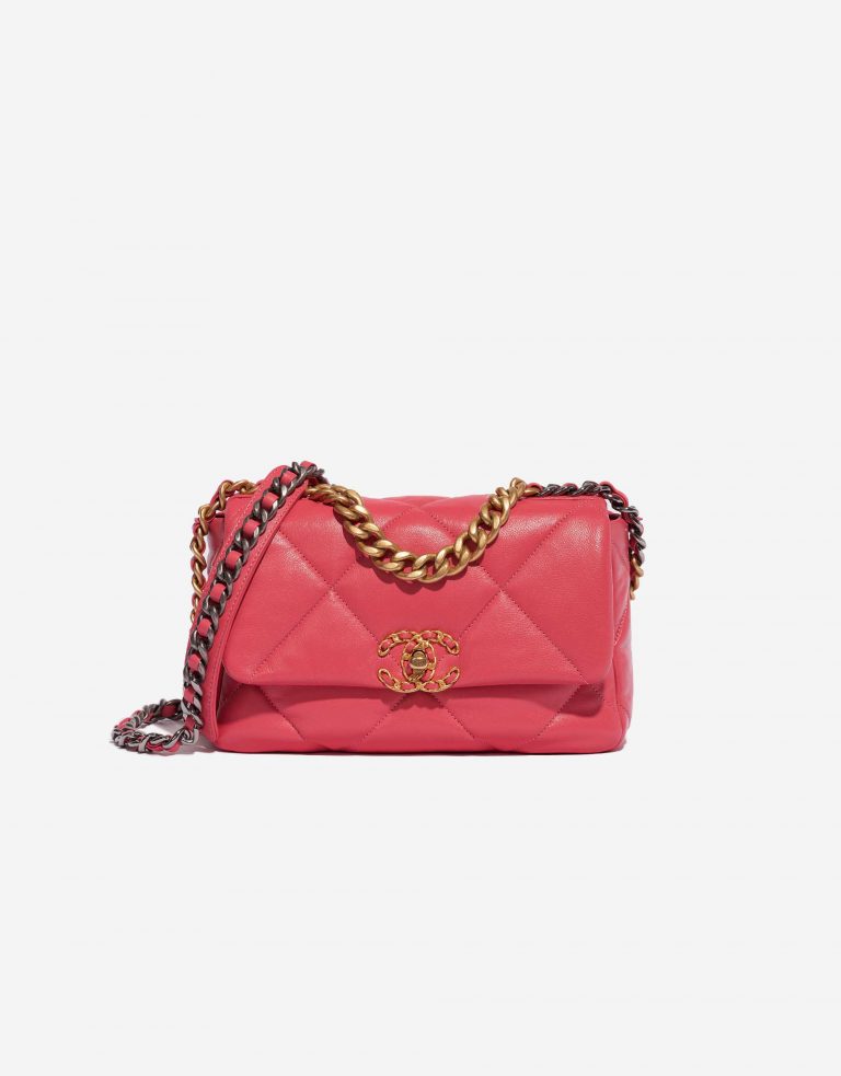 Pre-owned Chanel bag 19 Flap Bag Lamb Pink Pink Front | Sell your designer bag on Saclab.com