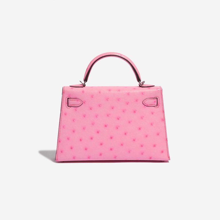 Pre-owned Hermès bag Hermes Kelly Mini 5P Bubblegum Ostrich Pink Back | Sell your designer bag on Saclab.com