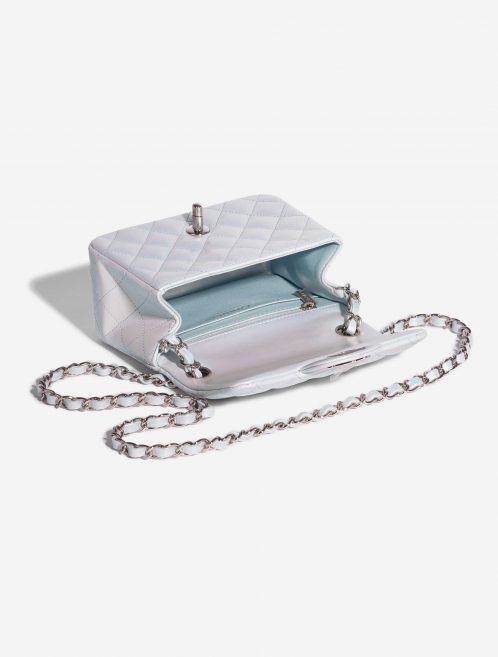 Pre-owned Chanel bag Timeless Square Mini Lamb Blue Iridescent Blue Inside | Sell your designer bag on Saclab.com
