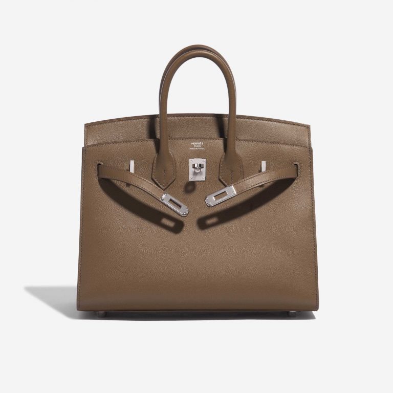 Pre-owned Hermès bag Birkin 25 Veau Madame Toundra Brown, Green, Grey Front Open | Sell your designer bag on Saclab.com