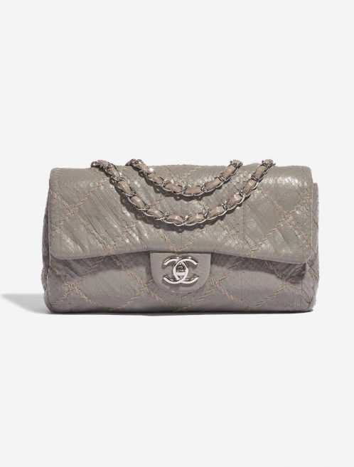 Pre-owned Chanel bag Timeless Medium Python Grey Grey Front | Sell your designer bag on Saclab.com