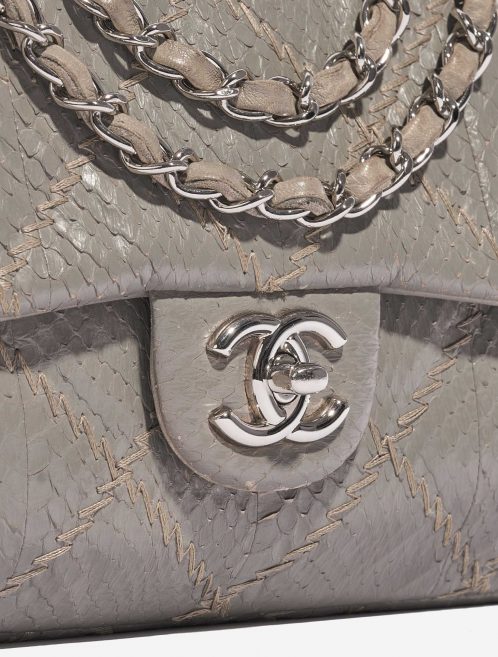 Pre-owned Chanel bag Timeless Medium Python Grey Grey Closing System | Sell your designer bag on Saclab.com