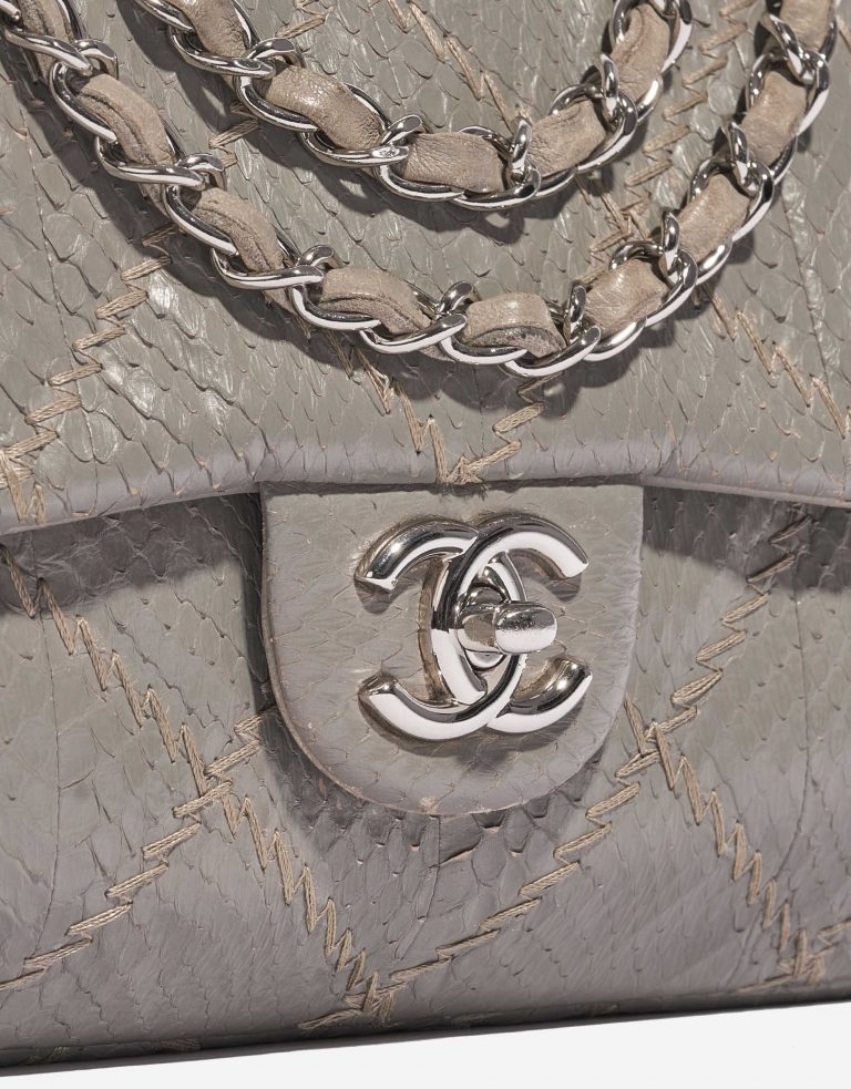 Pre-owned Chanel bag Timeless Medium Python Grey Grey Closing System | Sell your designer bag on Saclab.com