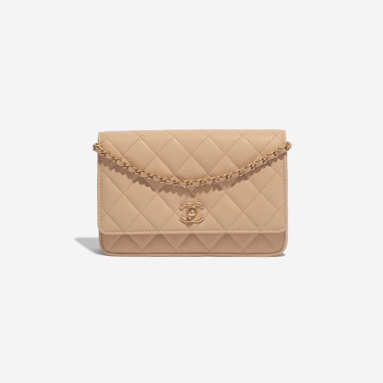Pre-owned Chanel bag Timeless WOC Lamb Beige Beige, Brown Front | Sell your designer bag on Saclab.com