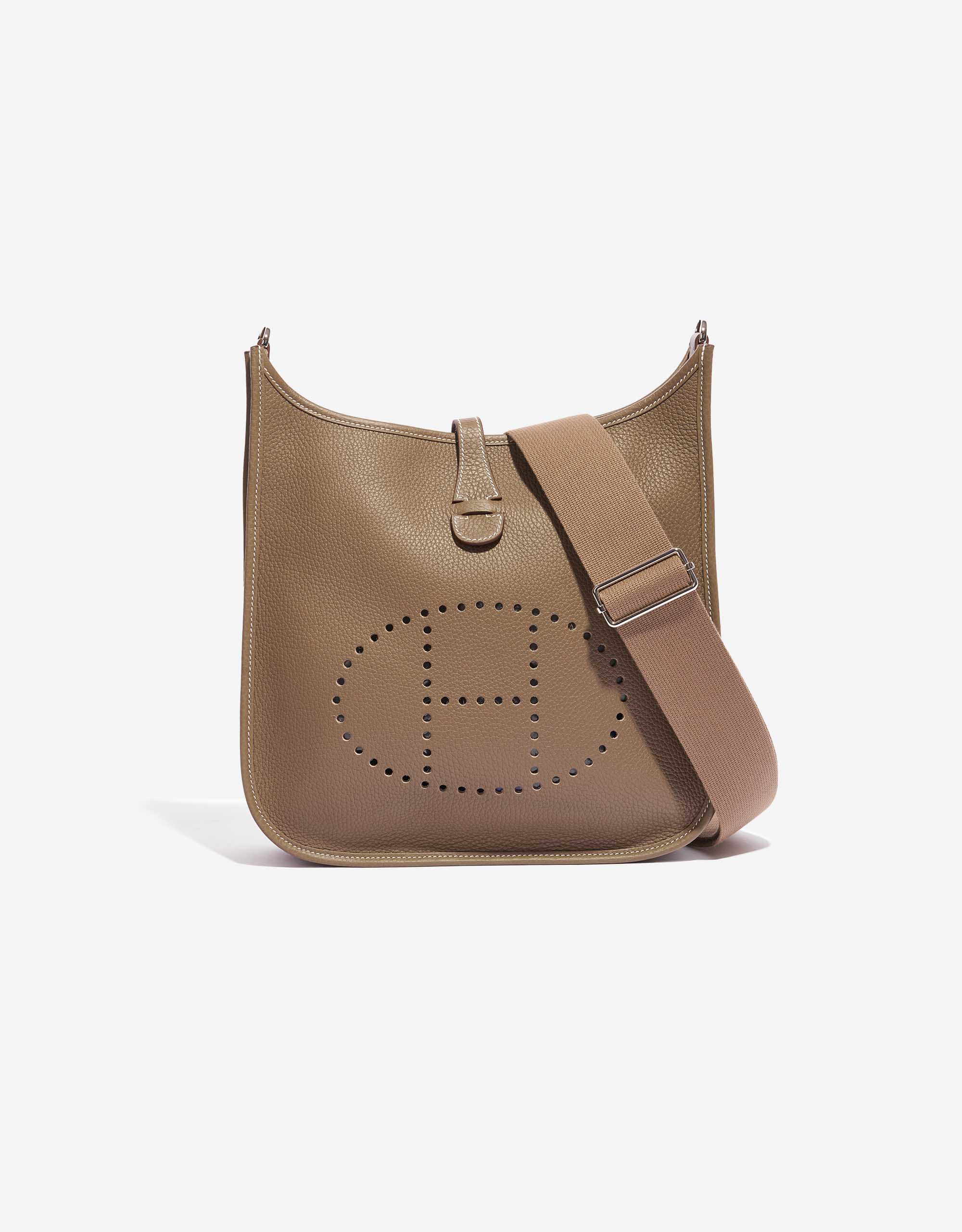 【HERMES】Evelyne 29 PM Etoupe Hermes Evelyne III PM Etoupe Clemence Palladium Hardware– TC