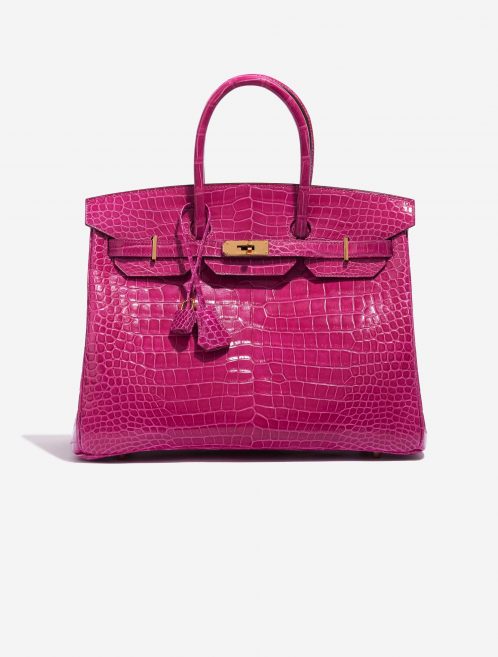Pre-owned Hermès bag Birkin 35 Porosus Crocodile Rose Scheherazade Pink Front | Sell your designer bag on Saclab.com