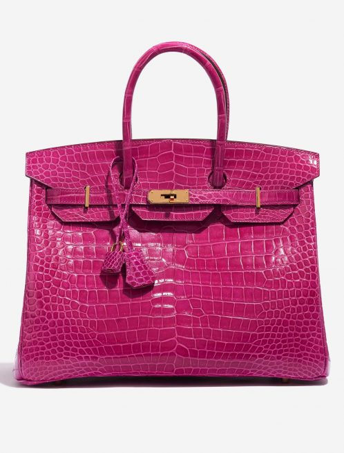 Pre-owned Hermès bag Birkin 35 Porosus Crocodile Rose Scheherazade Pink Front | Sell your designer bag on Saclab.com