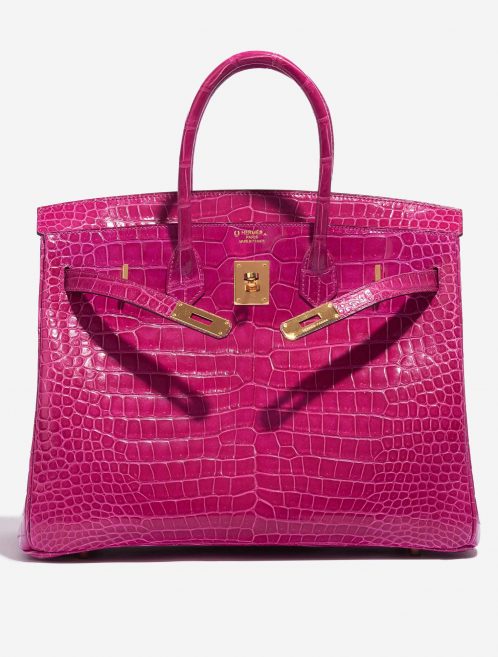 Pre-owned Hermès bag Birkin 35 Porosus Crocodile Rose Scheherazade Pink Front Open | Sell your designer bag on Saclab.com
