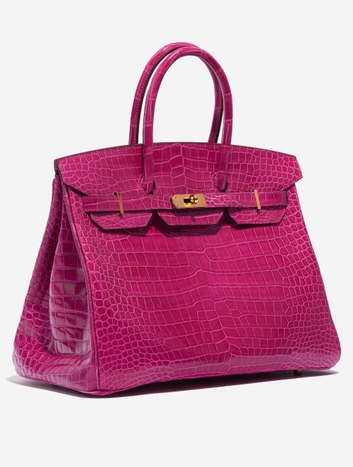 Pre-owned Hermès bag Birkin 35 Porosus Crocodile Rose Scheherazade Pink Side Front | Sell your designer bag on Saclab.com