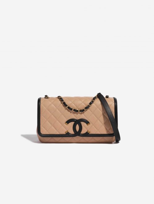 Pre-owned Chanel bag Filigree Medium Caviar Beige Beige, Black Front | Sell your designer bag on Saclab.com
