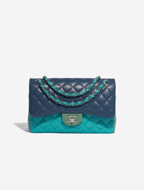 Pre-owned Chanel bag Timeless Jumbo Lamb Green / Turquoise / Blue Blue, Multicolour Front | Sell your designer bag on Saclab.com