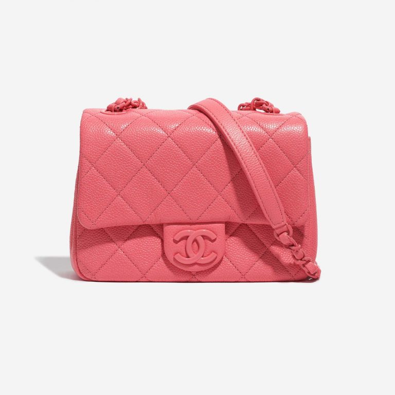 Pre-owned Chanel bag Timeless Mini Square Incognito Pink Pink Front | Sell your designer bag on Saclab.com