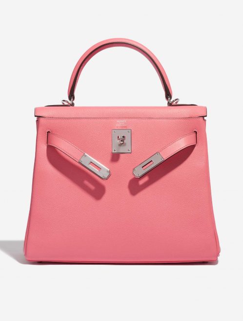 Pre-owned Hermès bag Kelly 28 Verso Evercolor Rose D’Été / Terre Battue Pink, Rose Front Open | Sell your designer bag on Saclab.com