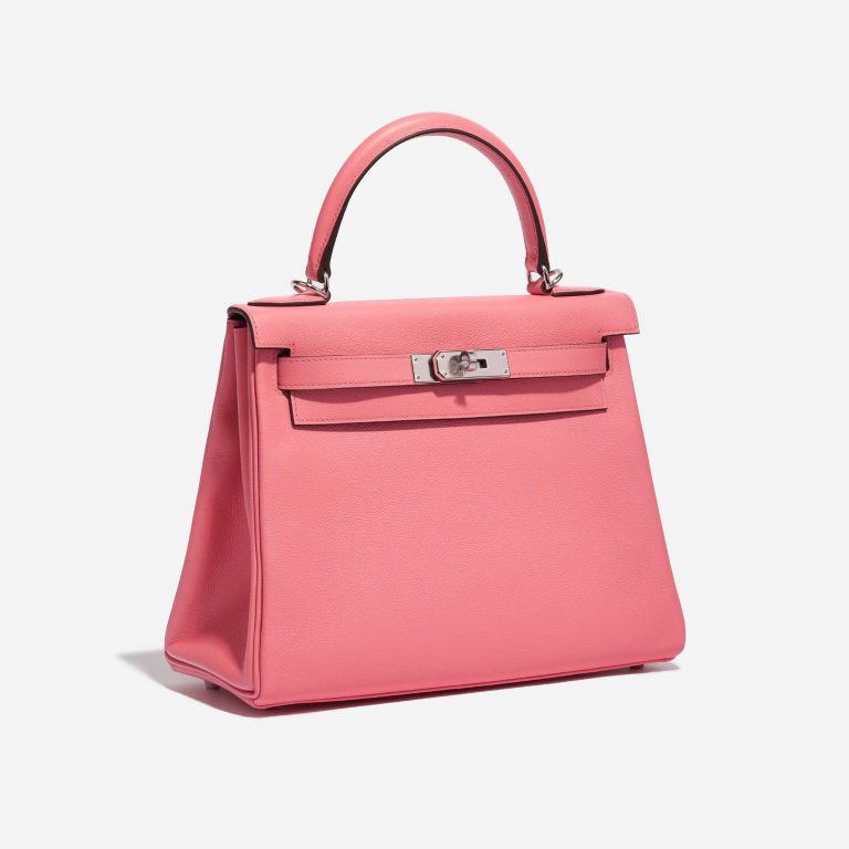 Pre-owned Hermès bag Kelly 28 Verso Evercolor Rose D’Été / Terre Battue Pink, Rose Side Front | Sell your designer bag on Saclab.com