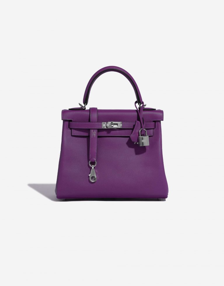 Pre-owned Hermès bag Kelly 25 Swift Anemone Violet Front | Sell your designer bag on Saclab.com