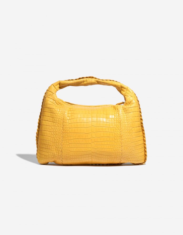 Pre-owned Bottega Veneta bag Hobo / Jodie Medium Matte Soft Crocodile Mirabelle Yellow Front | Sell your designer bag on Saclab.com
