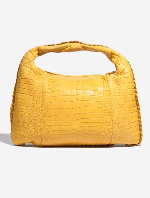 Pre-owned Bottega Veneta bag Hobo / Jodie Medium Matte Soft Crocodile Mirabelle Yellow Front | Sell your designer bag on Saclab.com