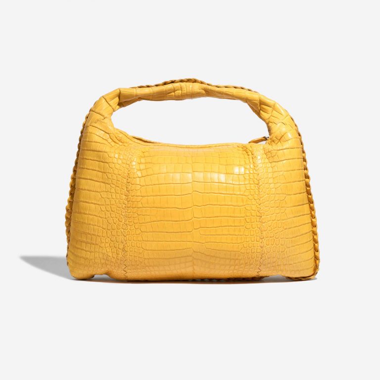 Pre-owned Bottega Veneta bag Hobo / Jodie Medium Matte Soft Crocodile Mirabelle Yellow Front | Sell your designer bag on Saclab.com